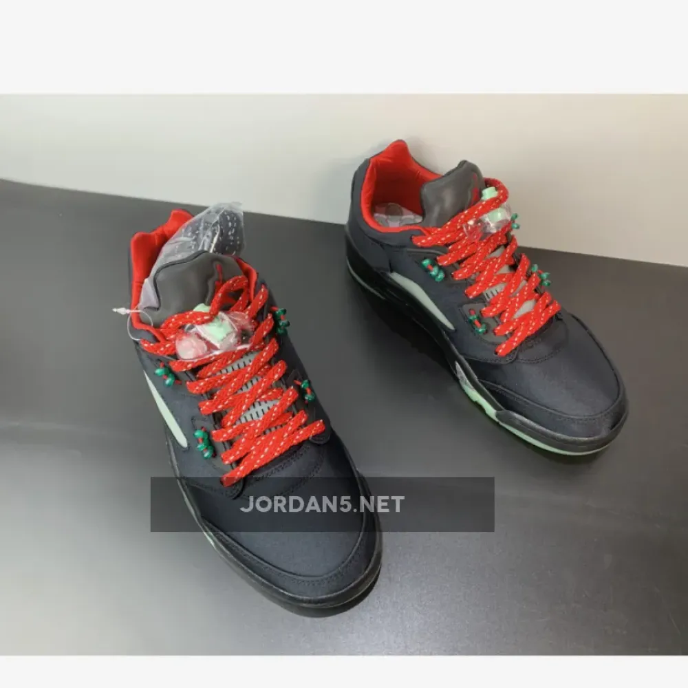 Clot x Air Jordan 5 Low Black Red Volt  DM4640-036
