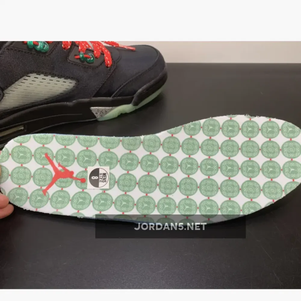 Clot x Air Jordan 5 Low Black Red Volt  DM4640-036