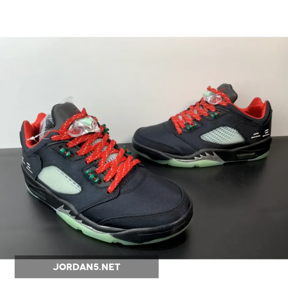 Clot x Air Jordan 5 Low Black Red Volt  DM4640-036