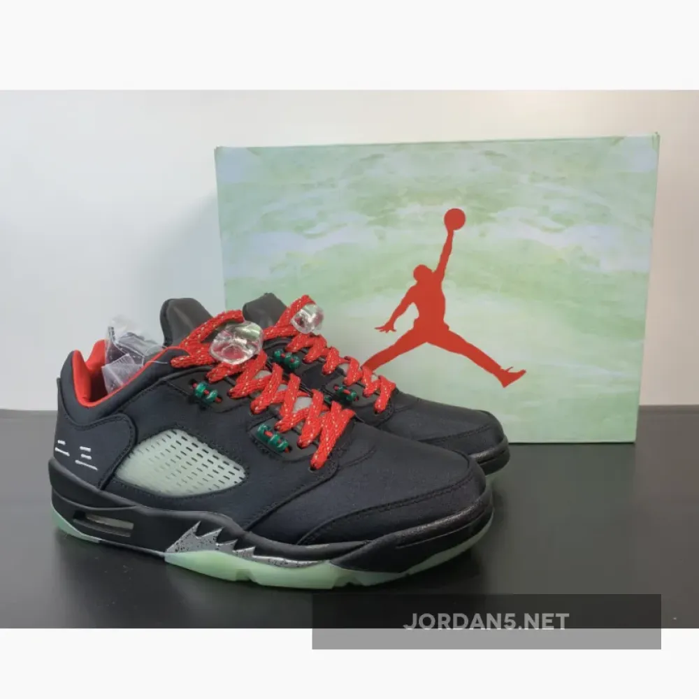 Clot x Air Jordan 5 Low Black Red Volt  DM4640-036