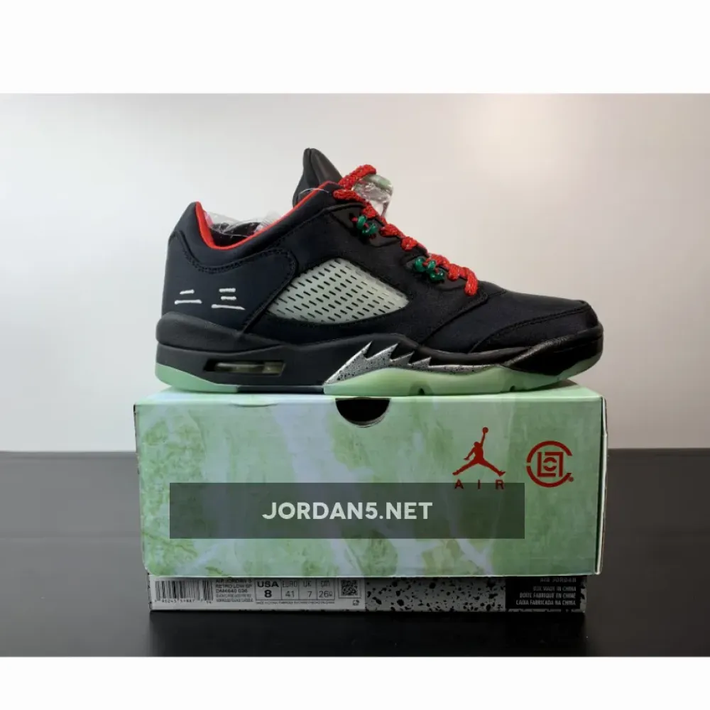 Clot x Air Jordan 5 Low Black Red Volt  DM4640-036