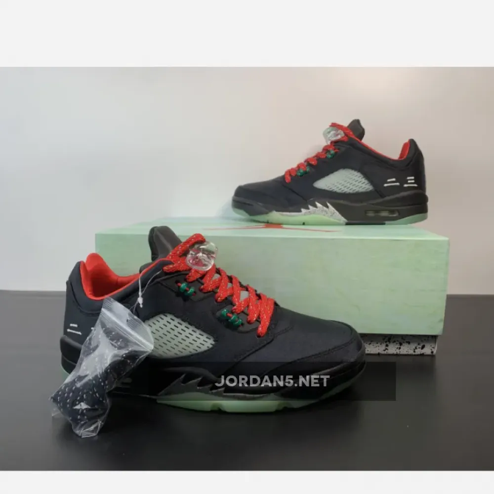 Clot x Air Jordan 5 Low Black Red Volt  DM4640-036