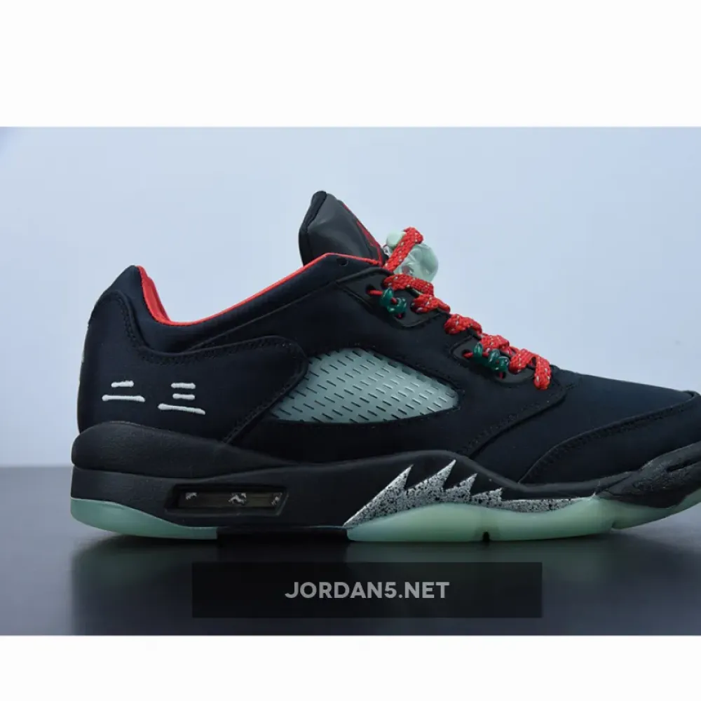 Clot x Air Jordan 5 Low Black Red Volt  DM4640-036