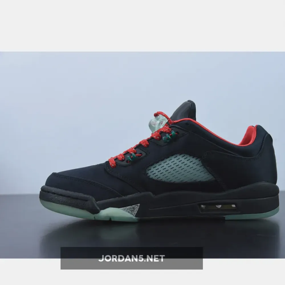 Clot x Air Jordan 5 Low Black Red Volt  DM4640-036