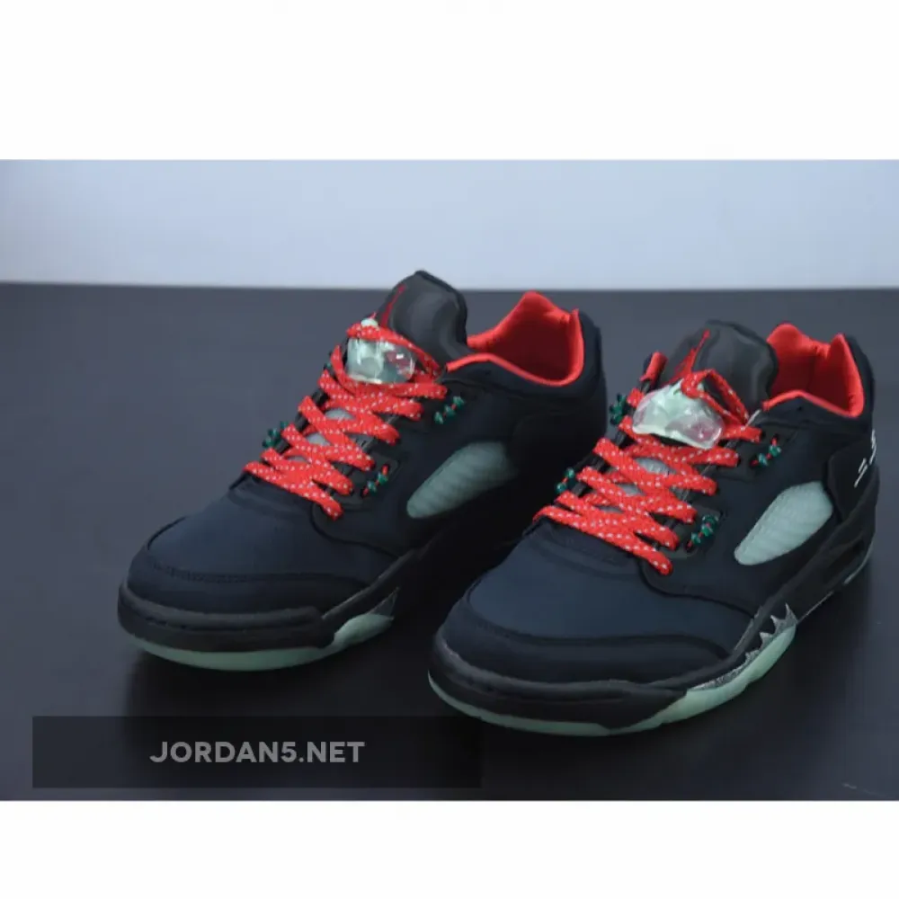 Clot x Air Jordan 5 Low Black Red Volt  DM4640-036
