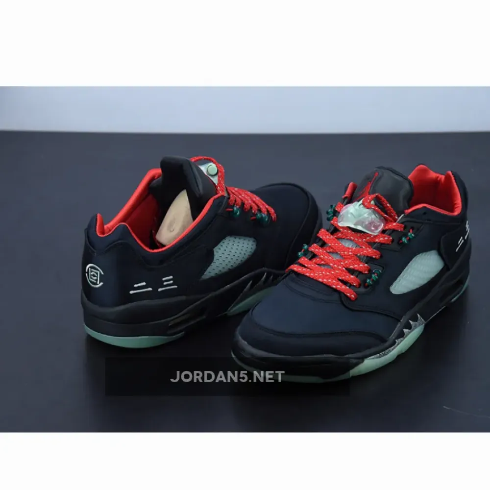 Clot x Air Jordan 5 Low Black Red Volt  DM4640-036