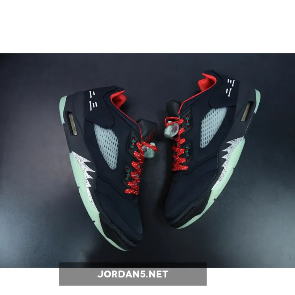 Clot x Air Jordan 5 Low Black Red Volt  DM4640-036