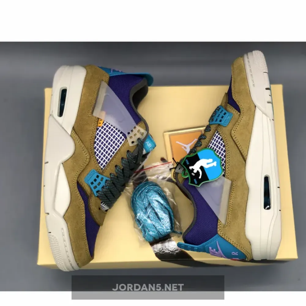 Union x Air Jordan 4 Desert Moss/Turquoise Blue-Dark Iris  DJ5718-300