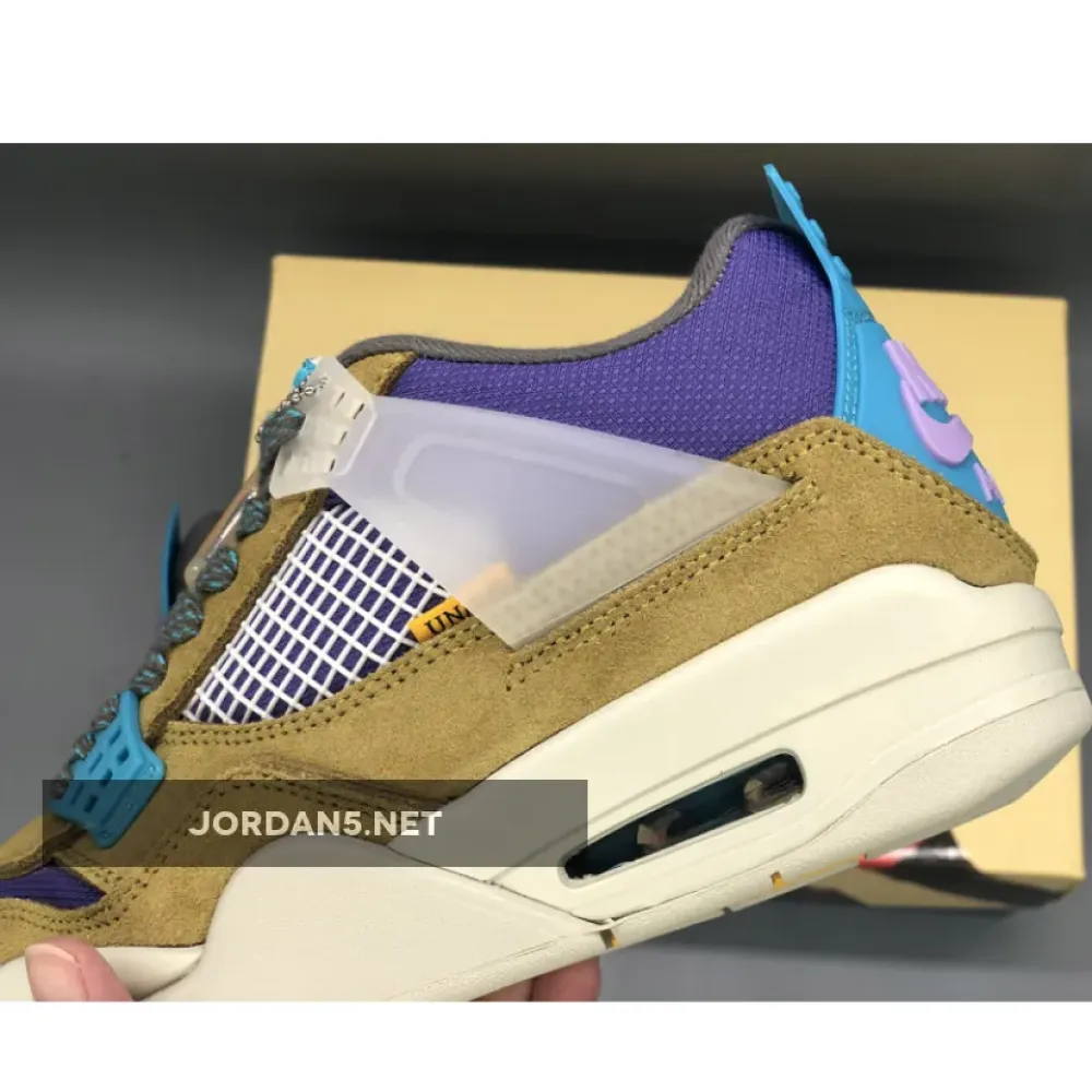 Union x Air Jordan 4 Desert Moss/Turquoise Blue-Dark Iris  DJ5718-300