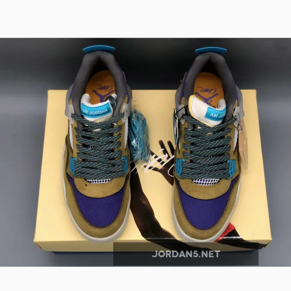 Union x Air Jordan 4 Desert Moss/Turquoise Blue-Dark Iris  DJ5718-300