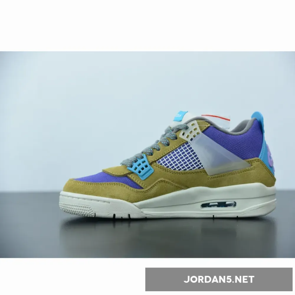 Union x Air Jordan 4 Desert Moss/Turquoise Blue-Dark Iris  DJ5718-300