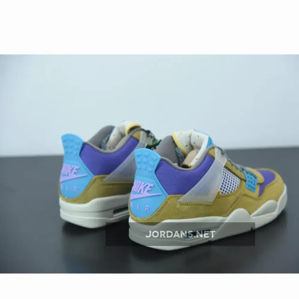 Union x Air Jordan 4 Desert Moss/Turquoise Blue-Dark Iris  DJ5718-300