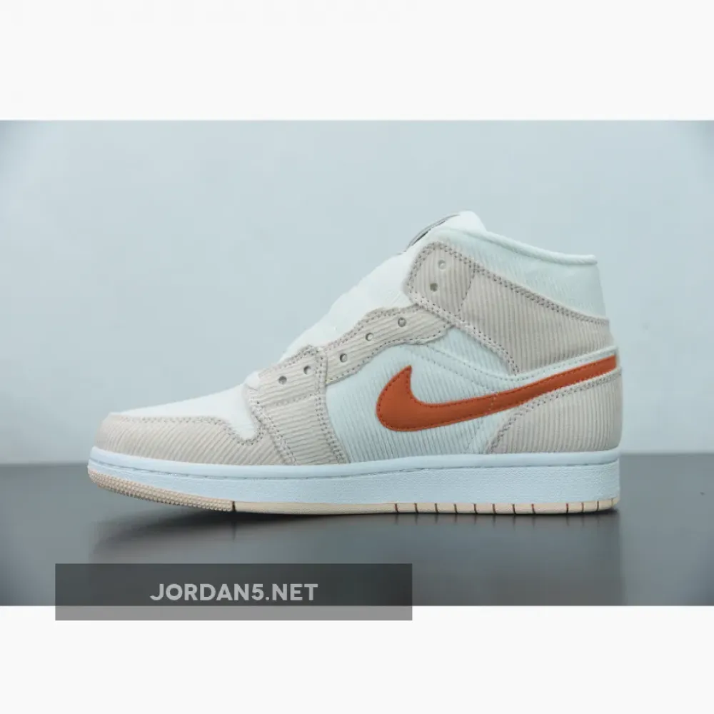 Air Jordan 1 Mid “Corduroy” Sail/Orange Quartz DA8009-108