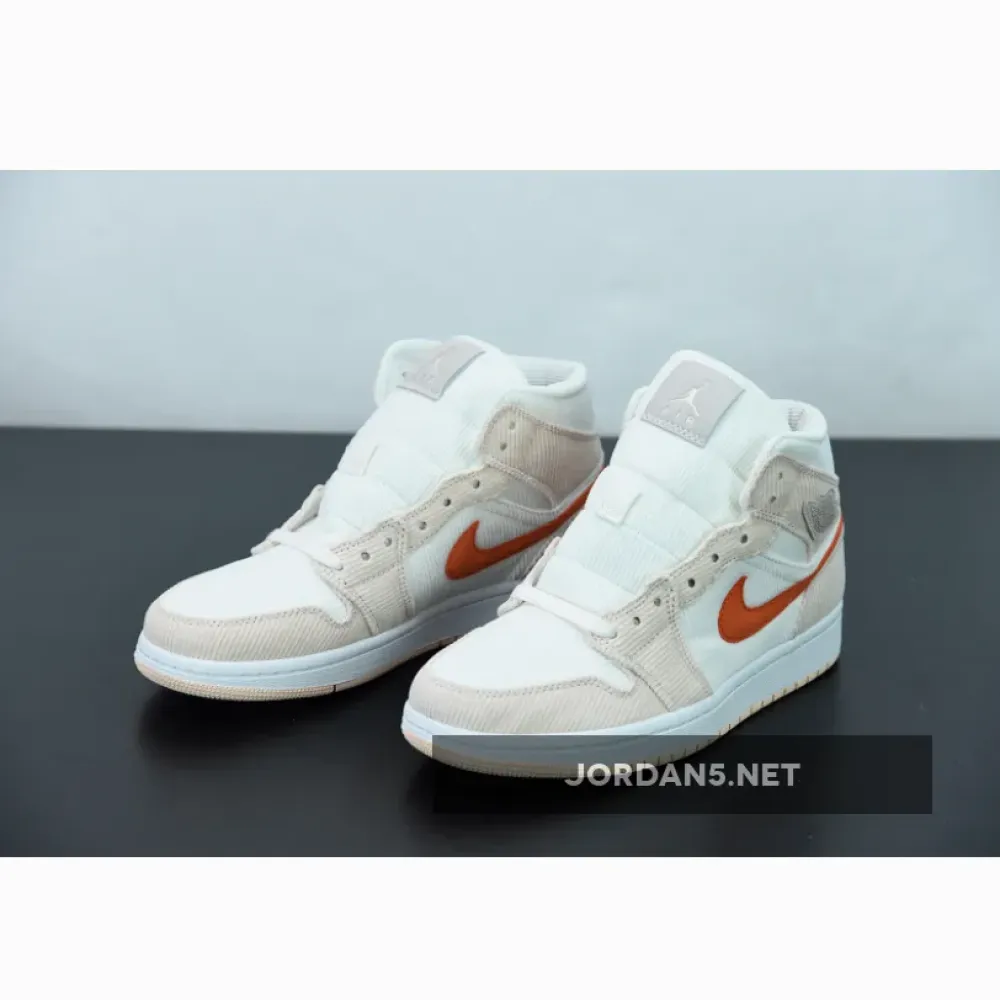 Air Jordan 1 Mid “Corduroy” Sail/Orange Quartz DA8009-108