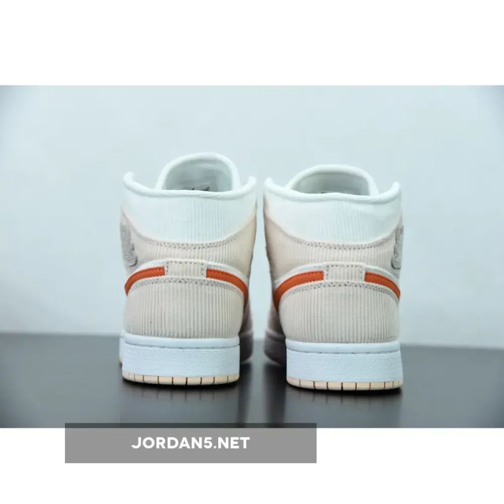 Air Jordan 1 Mid “Corduroy” Sail/Orange Quartz DA8009-108