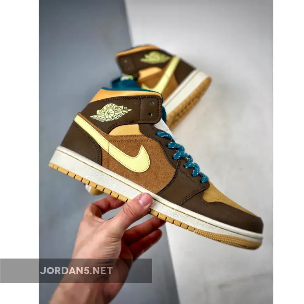 Air Jordan 1 Mid Cacao Wow/Luminous Green  DZ6335-200