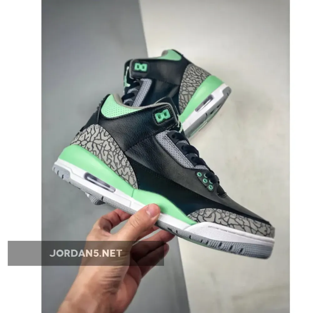 Air Jordan 3 Black/Green Glow-Wolf Grey-White  CT8532-031
