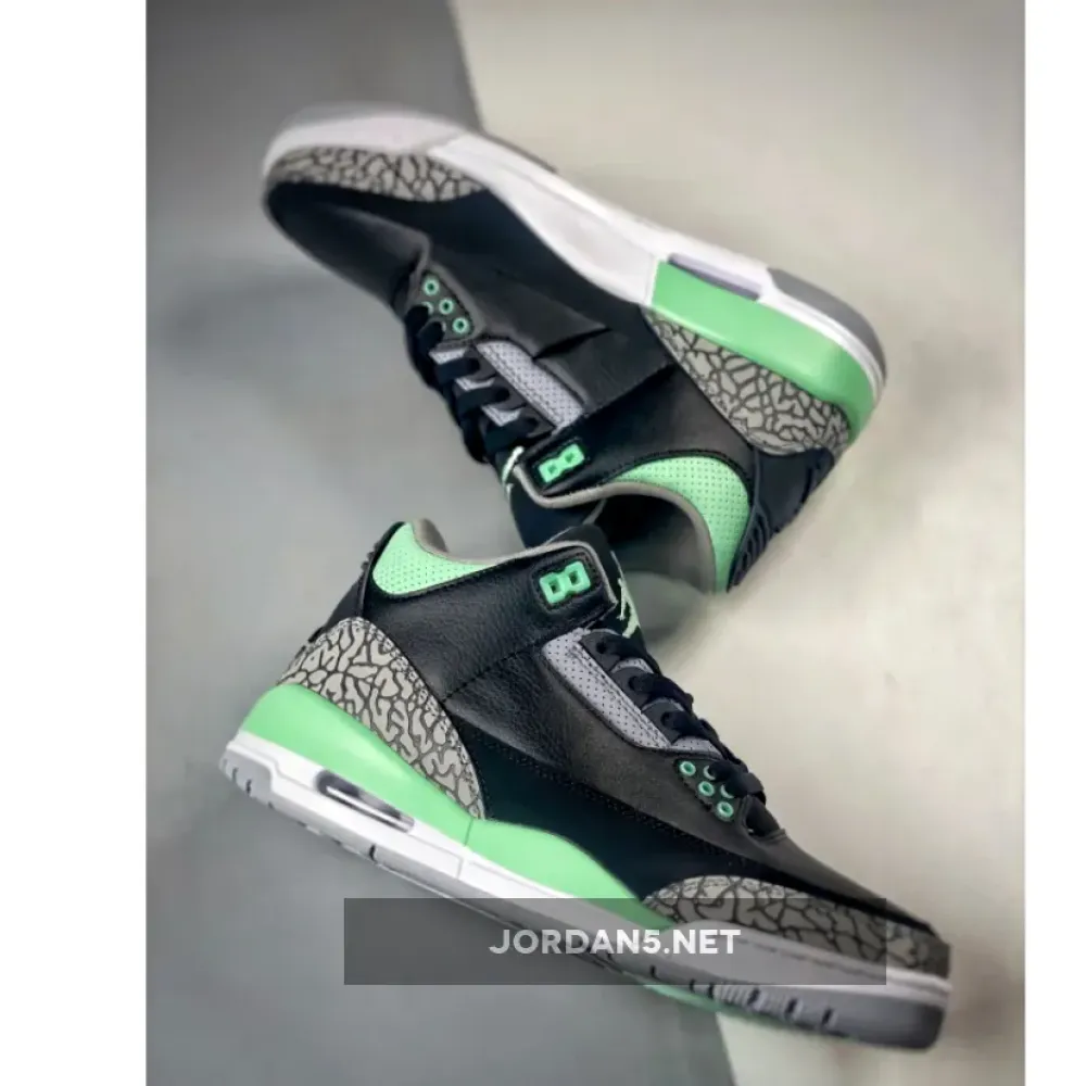 Air Jordan 3 Black/Green Glow-Wolf Grey-White  CT8532-031