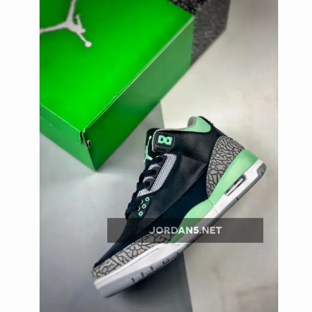 Air Jordan 3 Black/Green Glow-Wolf Grey-White  CT8532-031