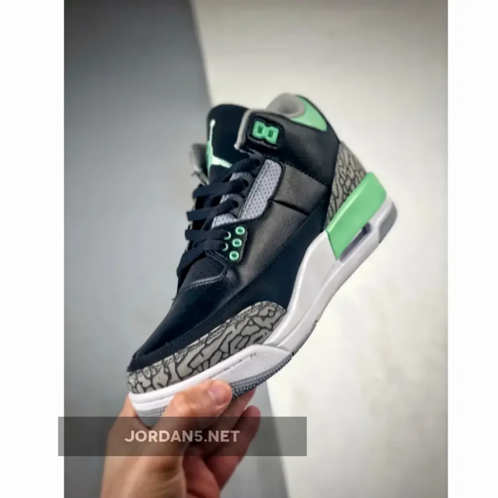 Air Jordan 3 Black/Green Glow-Wolf Grey-White  CT8532-031