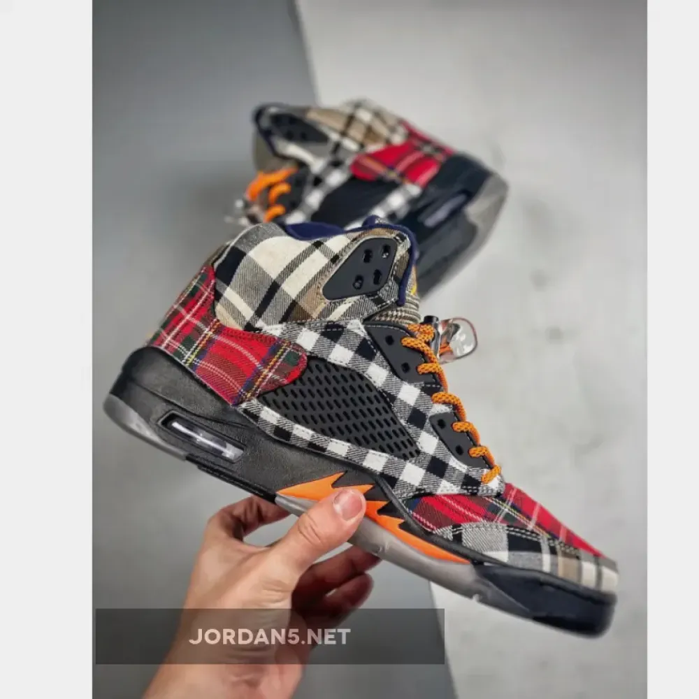 Air Jordan 5 “Plaid” Black/Total Orange-Dark Obsidian  FD4814-008