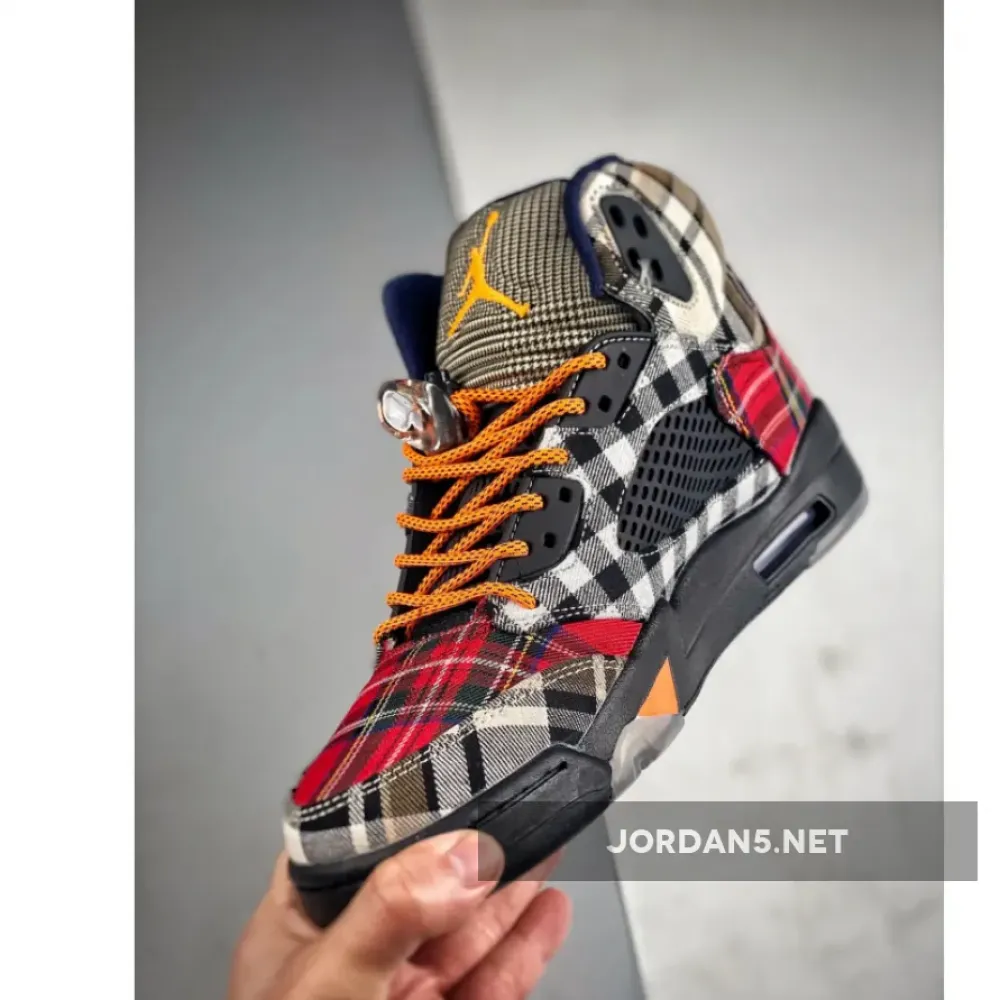 Air Jordan 5 “Plaid” Black/Total Orange-Dark Obsidian  FD4814-008