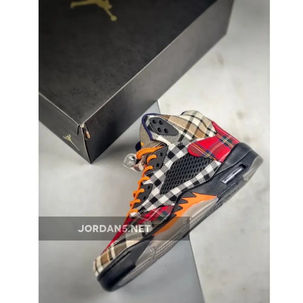 Air Jordan 5 “Plaid” Black/Total Orange-Dark Obsidian  FD4814-008