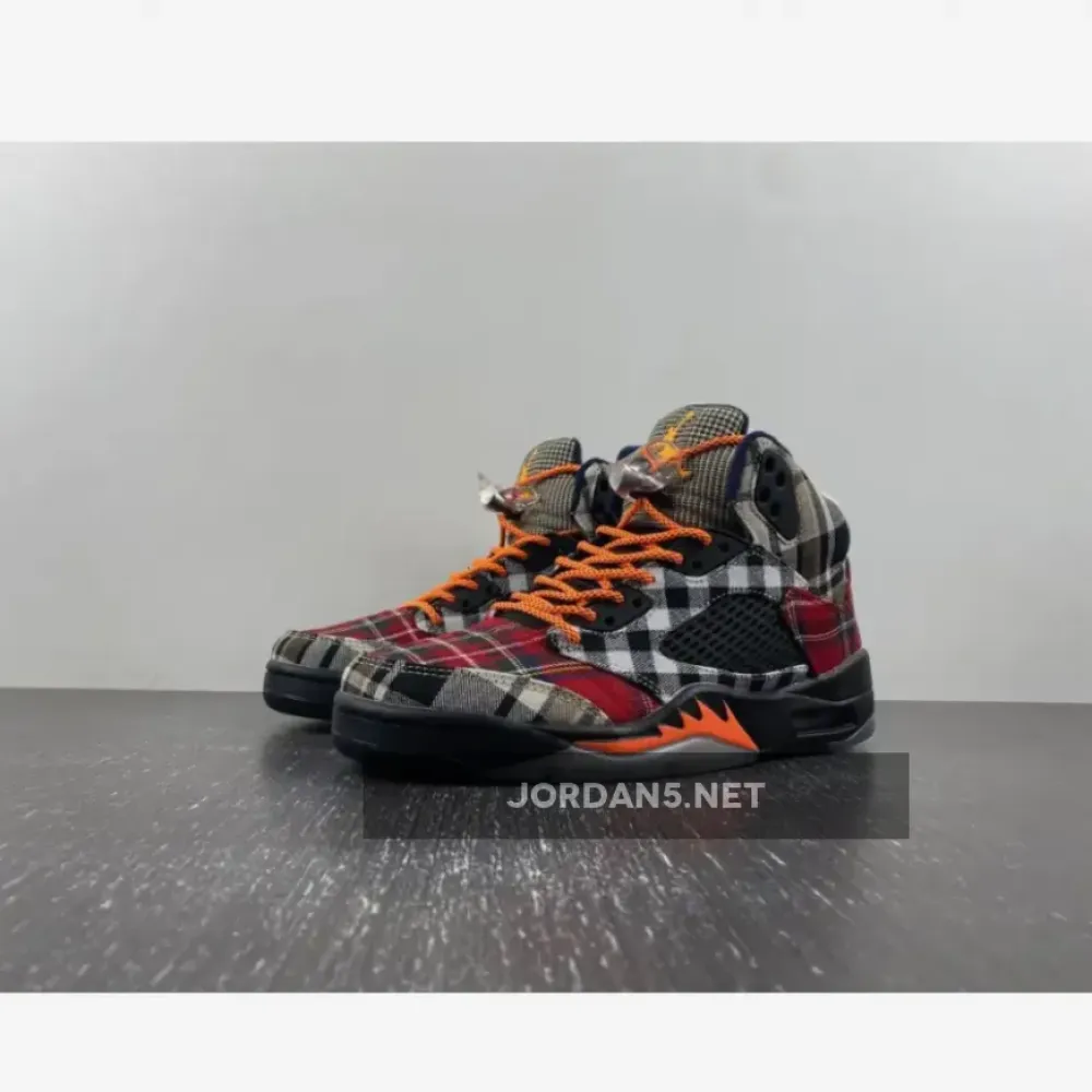 Air Jordan 5 Plaid Black/Total Orange  FD4814-008