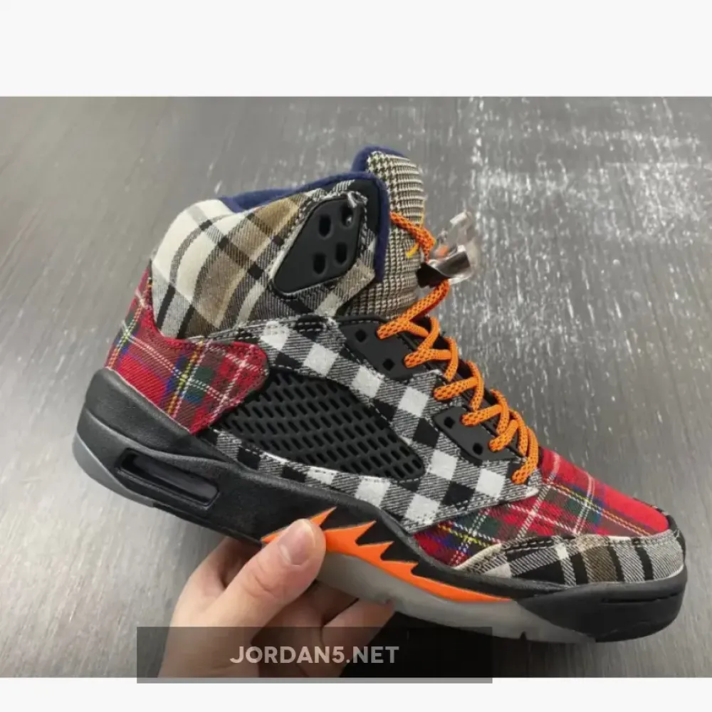 Air Jordan 5 Plaid Black/Total Orange  FD4814-008