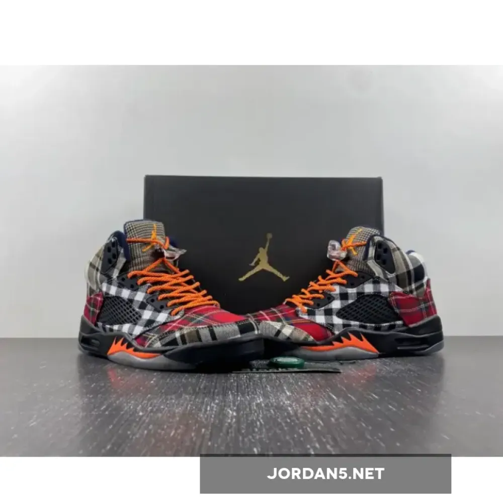 Air Jordan 5 Plaid Black/Total Orange  FD4814-008