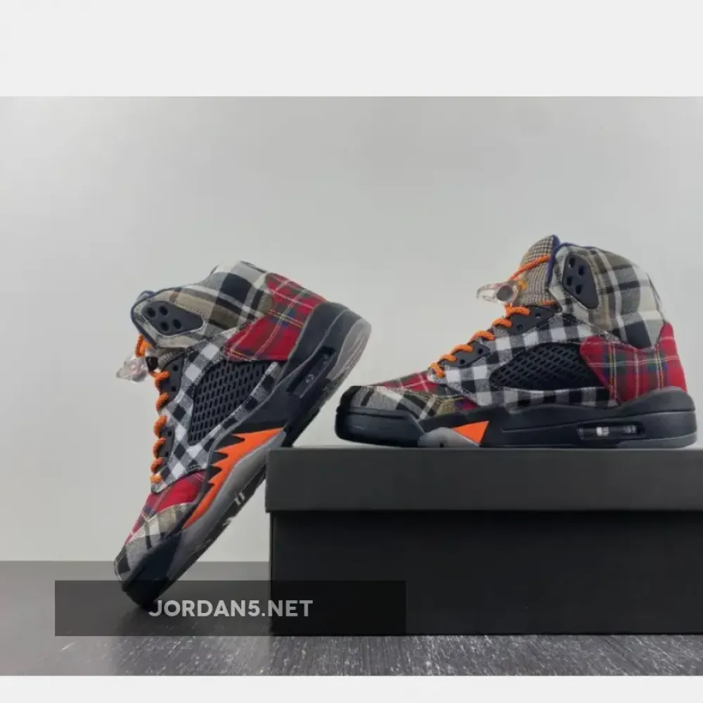 Air Jordan 5 Plaid Black/Total Orange  FD4814-008