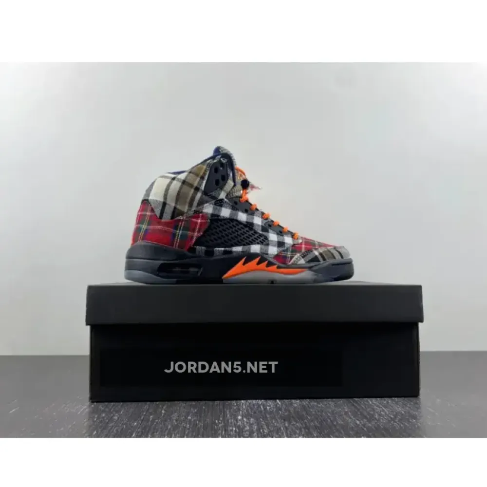 Air Jordan 5 Plaid Black/Total Orange  FD4814-008