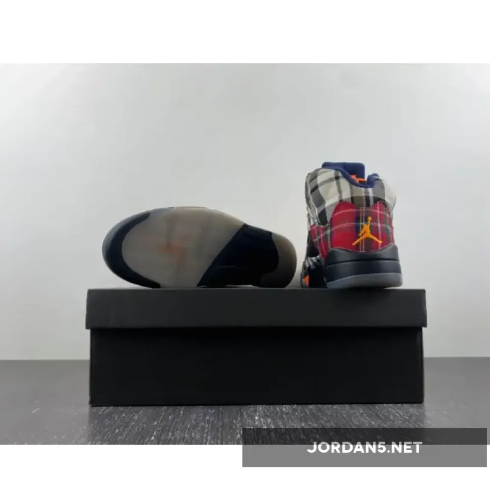 Air Jordan 5 Plaid Black/Total Orange  FD4814-008