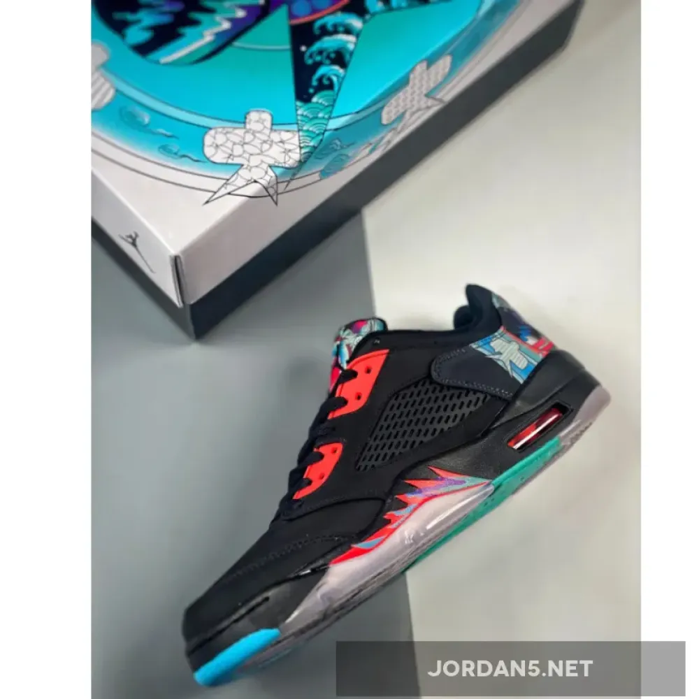 Air Jordan 5 Retro Low Black/Bright Crimson-Beta Blue 840475-060