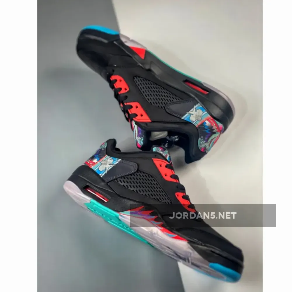 Air Jordan 5 Retro Low Black/Bright Crimson-Beta Blue 840475-060