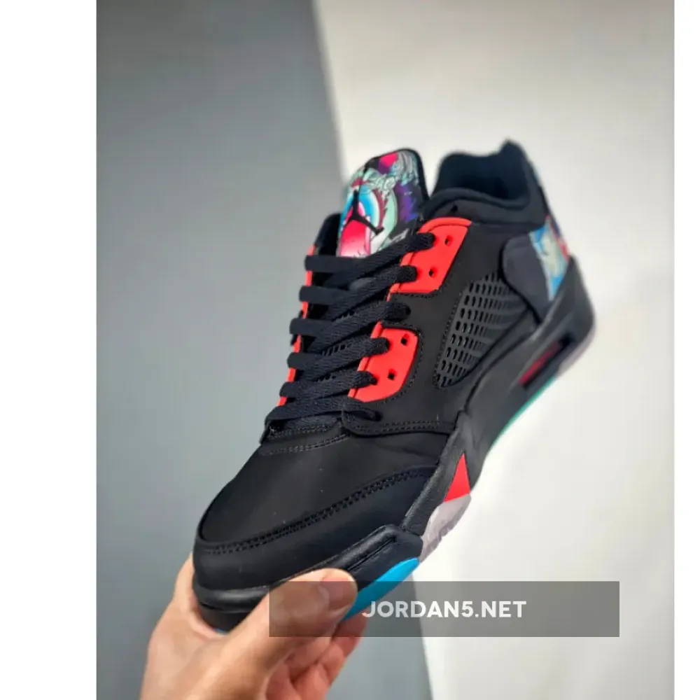 Air Jordan 5 Retro Low Black/Bright Crimson-Beta Blue 840475-060