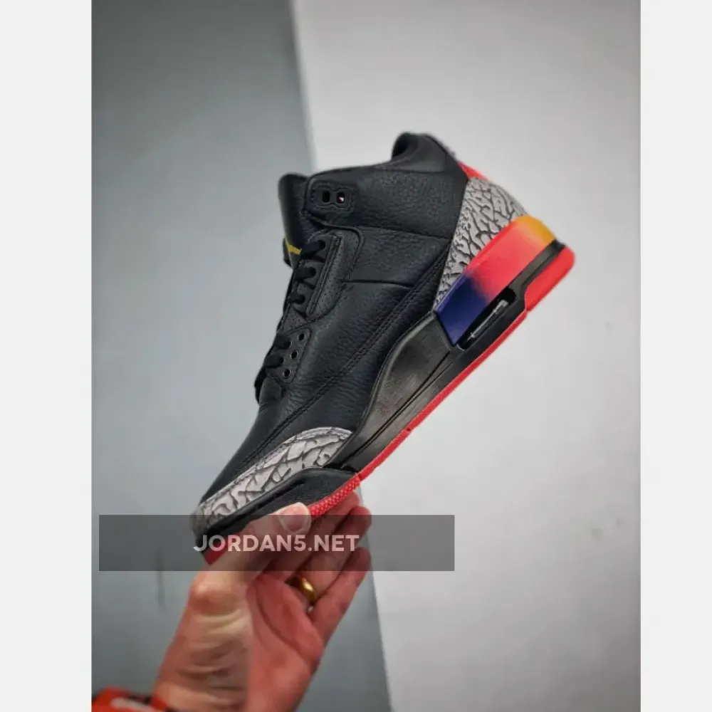 J Balvin x Air Jordan 3 “Rio” Black/Solar Flare-Total Crimson  FN0344-001