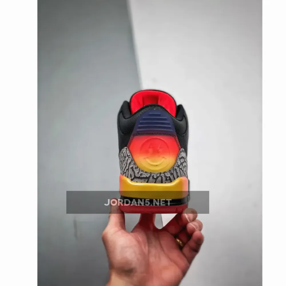 J Balvin x Air Jordan 3 “Rio” Black/Solar Flare-Total Crimson  FN0344-001