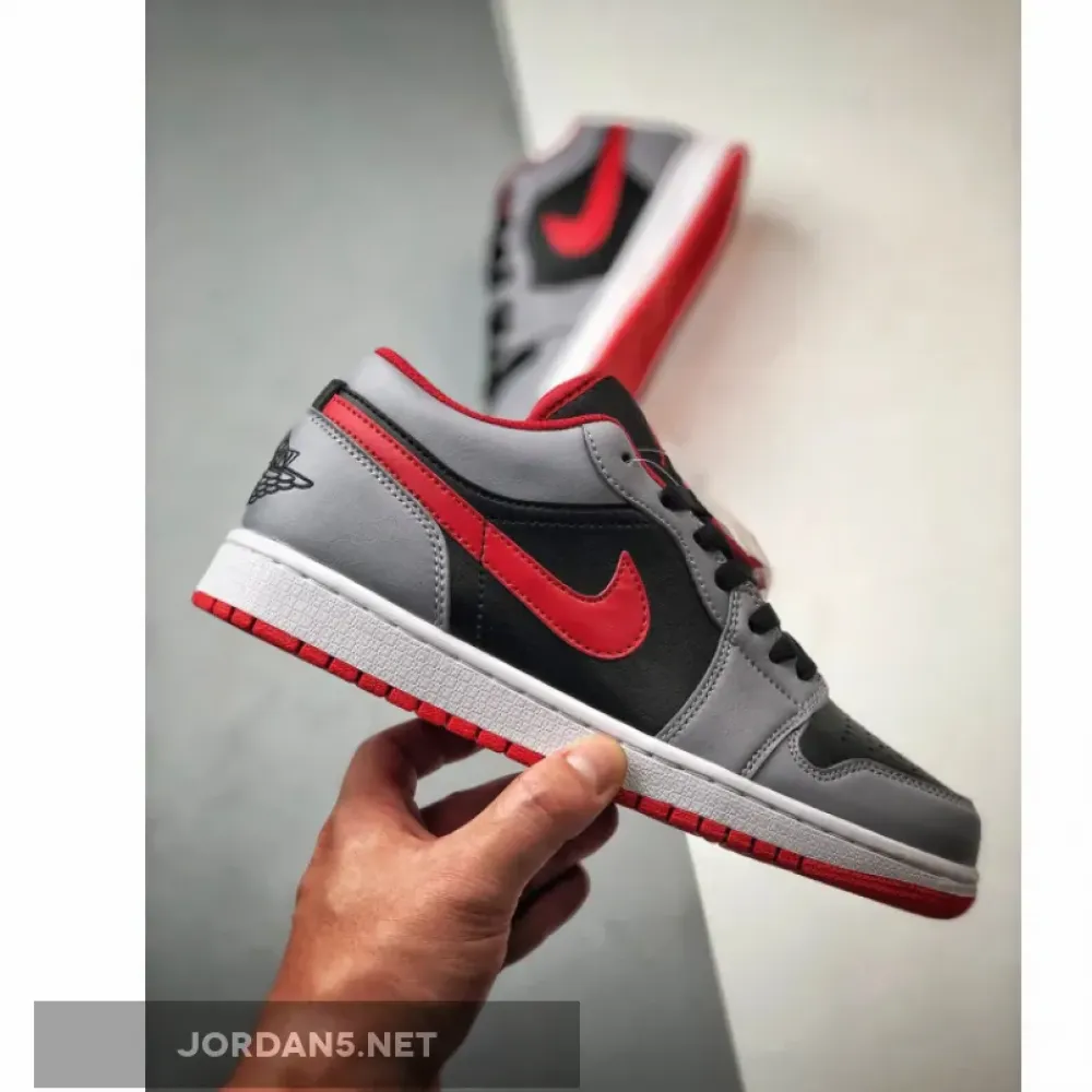 Air Jordan 1 Low Black Cement Grey Fire Red  553558-060