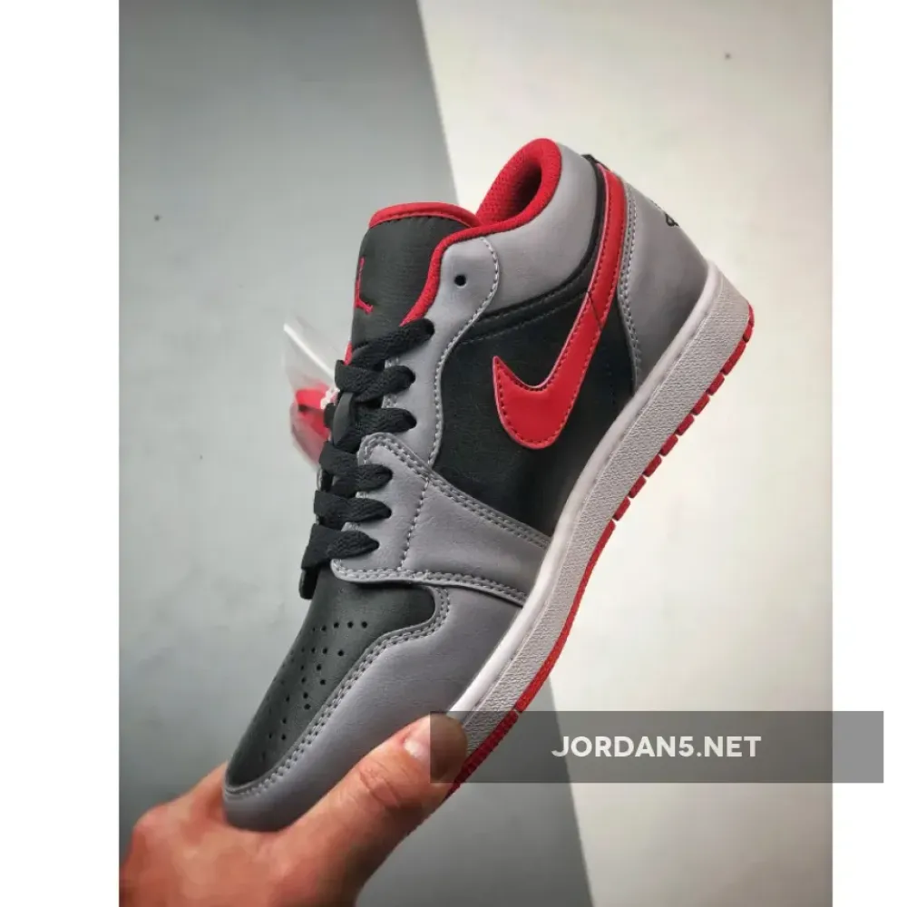 Air Jordan 1 Low Black Cement Grey Fire Red  553558-060