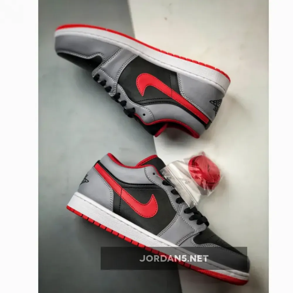 Air Jordan 1 Low Black Cement Grey Fire Red  553558-060