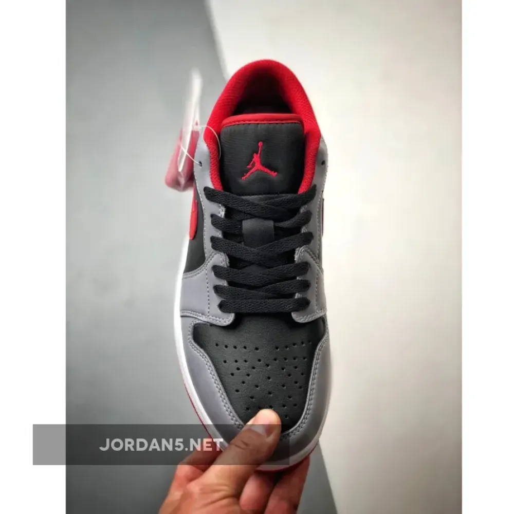 Air Jordan 1 Low Black Cement Grey Fire Red  553558-060
