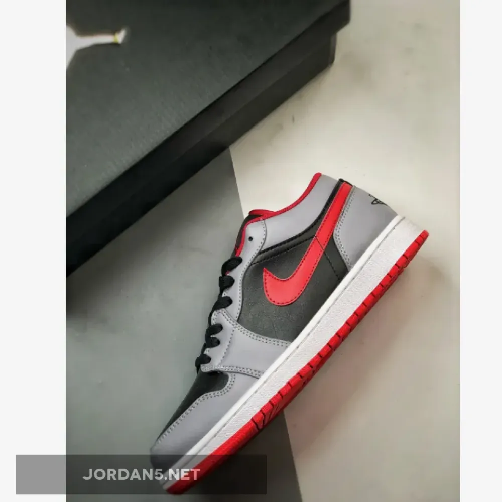 Air Jordan 1 Low Black Cement Grey Fire Red  553558-060